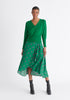 Paisie Button Knitted Wrap Top in Green